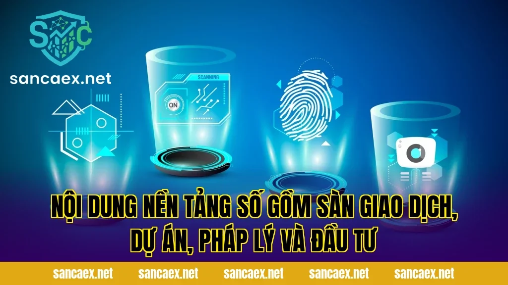 Nội dung nền tảng số gồm sàn giao dịch, dự án, pháp lý và đầu tư